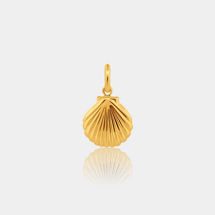 14k Gold-filled seashell pendant on a light gray background