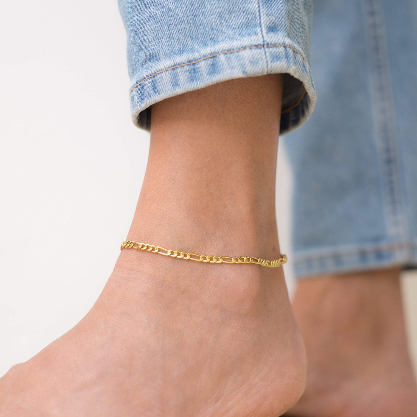 14K Gold Filled Anklets Figaro Anklet LINK'D THE LABEL
