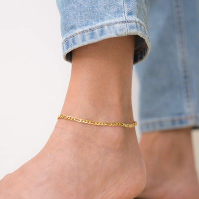 14K Gold Filled Anklets Figaro Anklet LINK'D THE LABEL