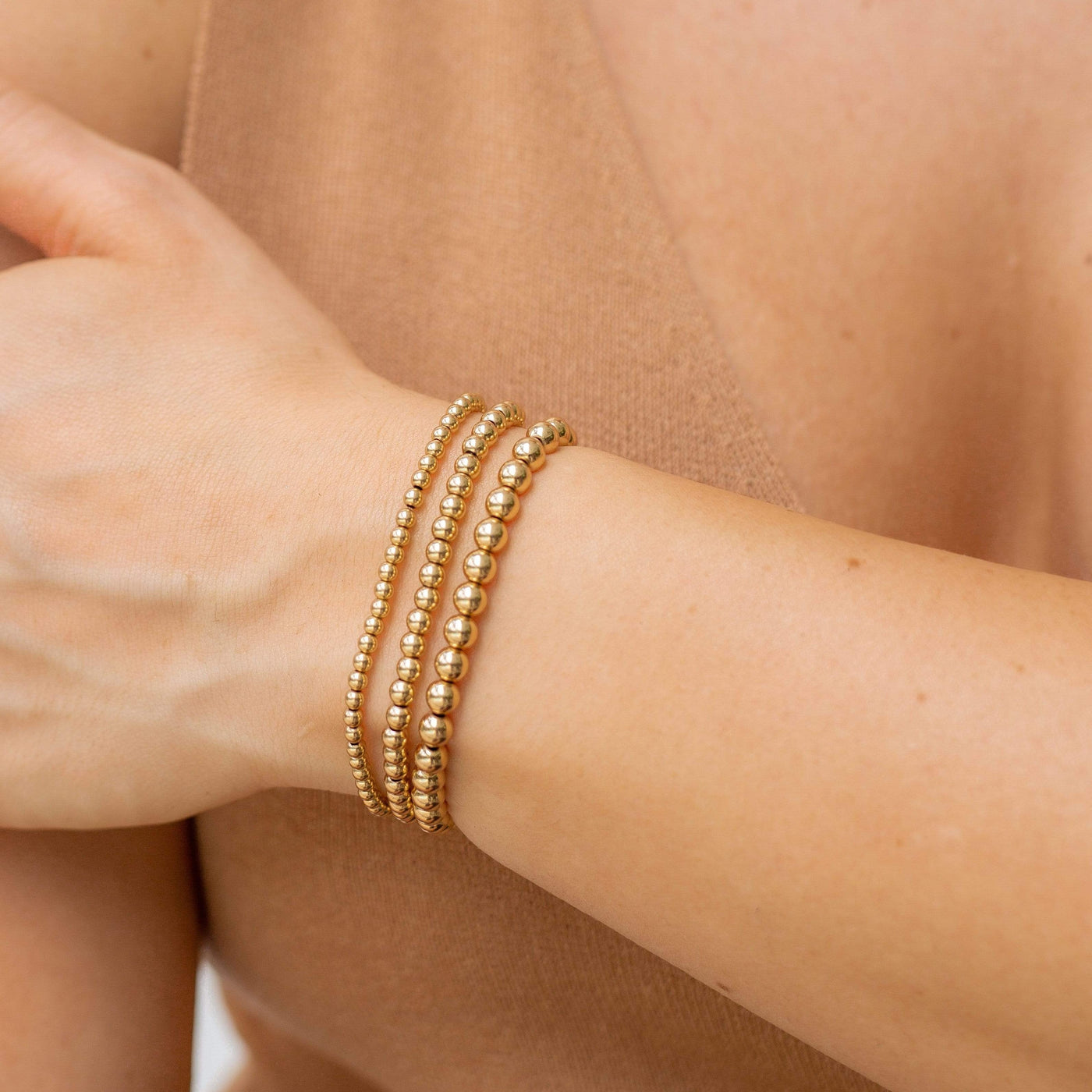 14K Gold Filled Bracelets Beaded Bracelet Set LINK'D THE LABEL