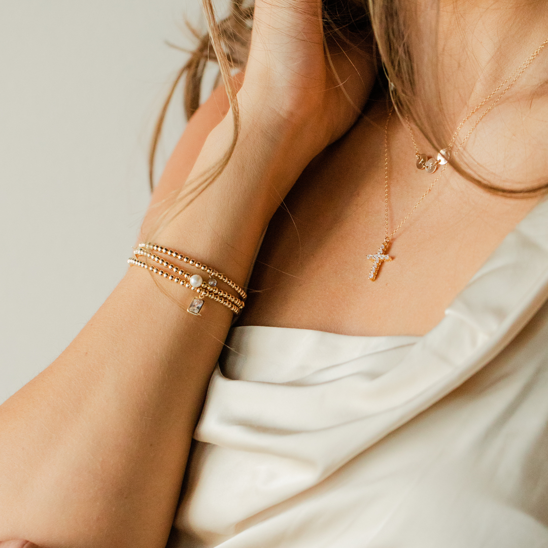 14K Gold Filled Bracelets Beaded Charm Bracelets x Katie Fawn LINK'D THE LABEL