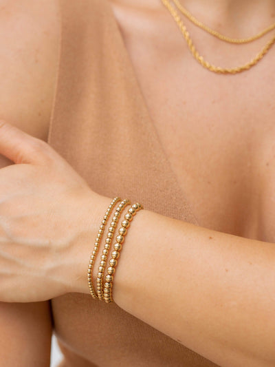 14K Gold Filled Bracelets Gold Beaded Bracelet LINK'D THE LABEL