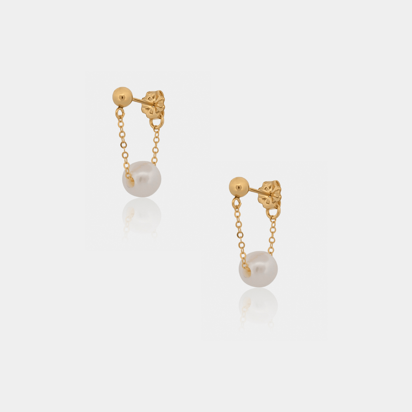 14K Gold Filled Chain Pearl Drop Earring 
