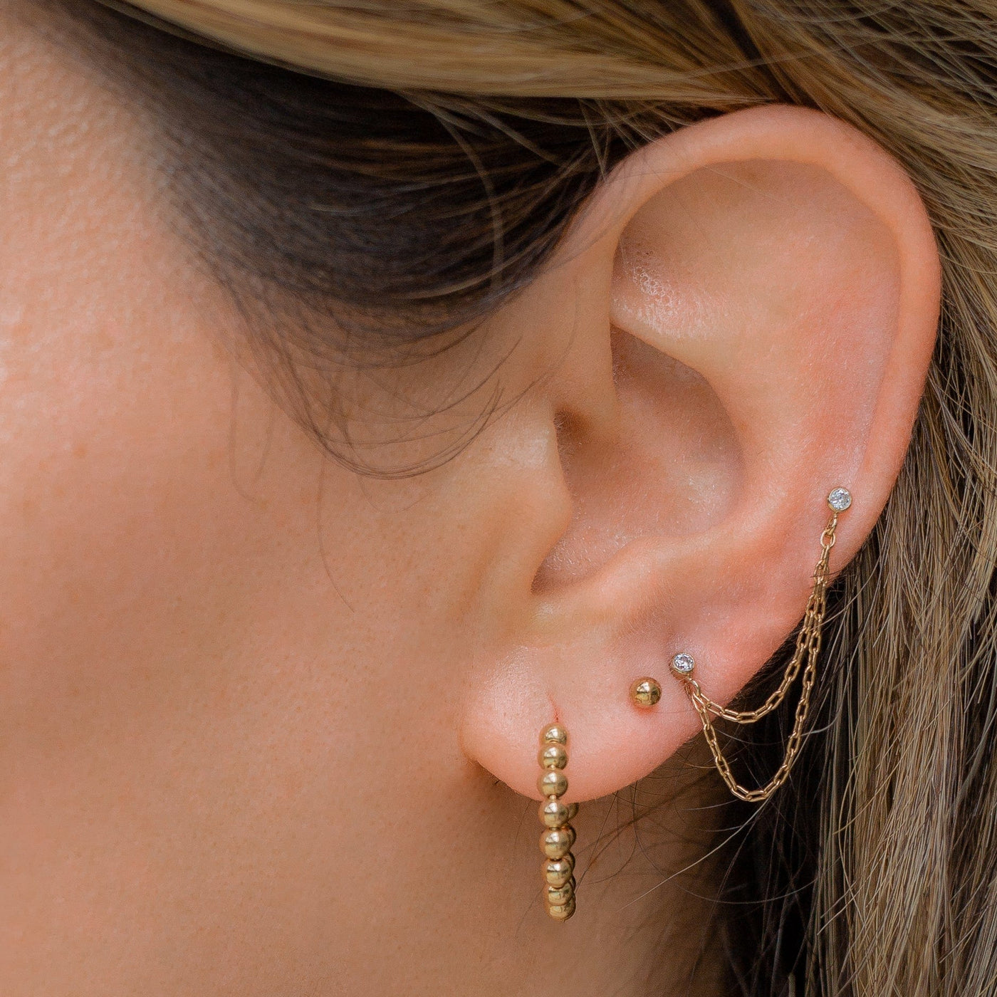 Beaded Hoop Earrings in 14k Gold filled