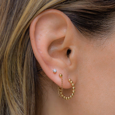 14K Gold Filled Earrings Beaded Hoops 