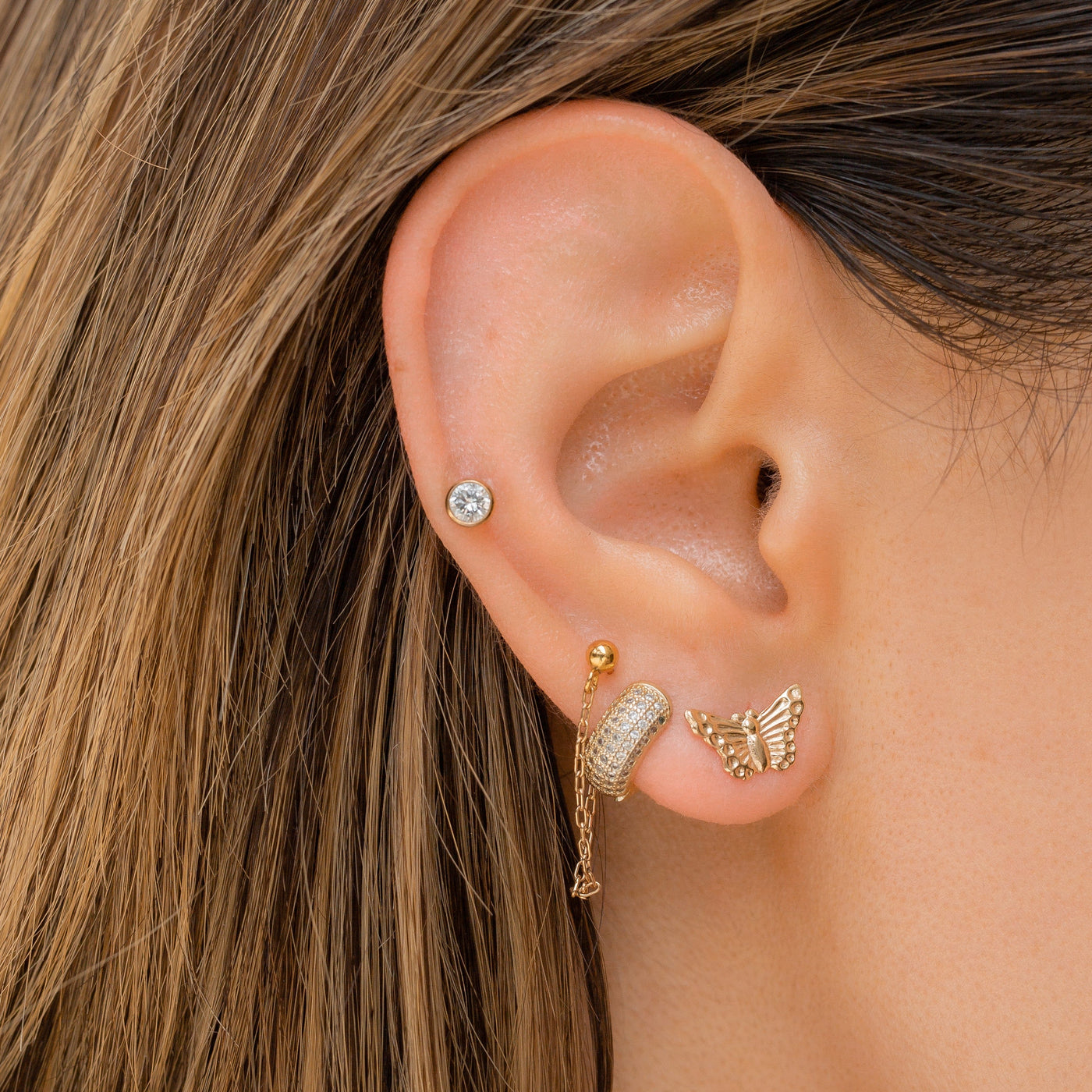 Gold Filled Butterfly stud earrings