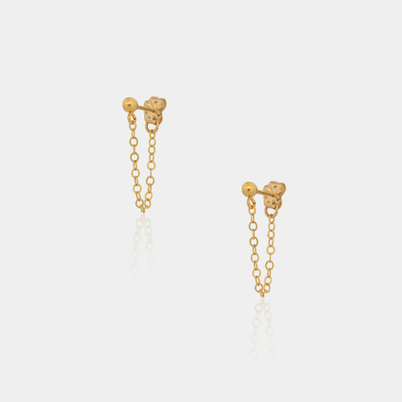 14K Gold Filled Earrings Chain Bead Stud Earring 