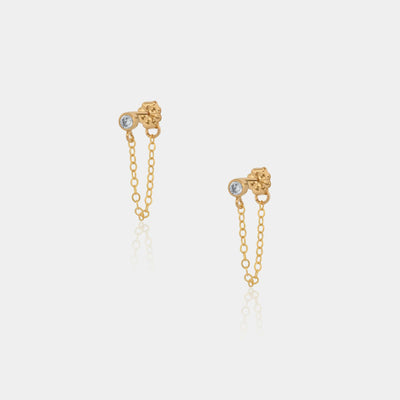 14K Gold Filled Earrings Chain CZ Earring 