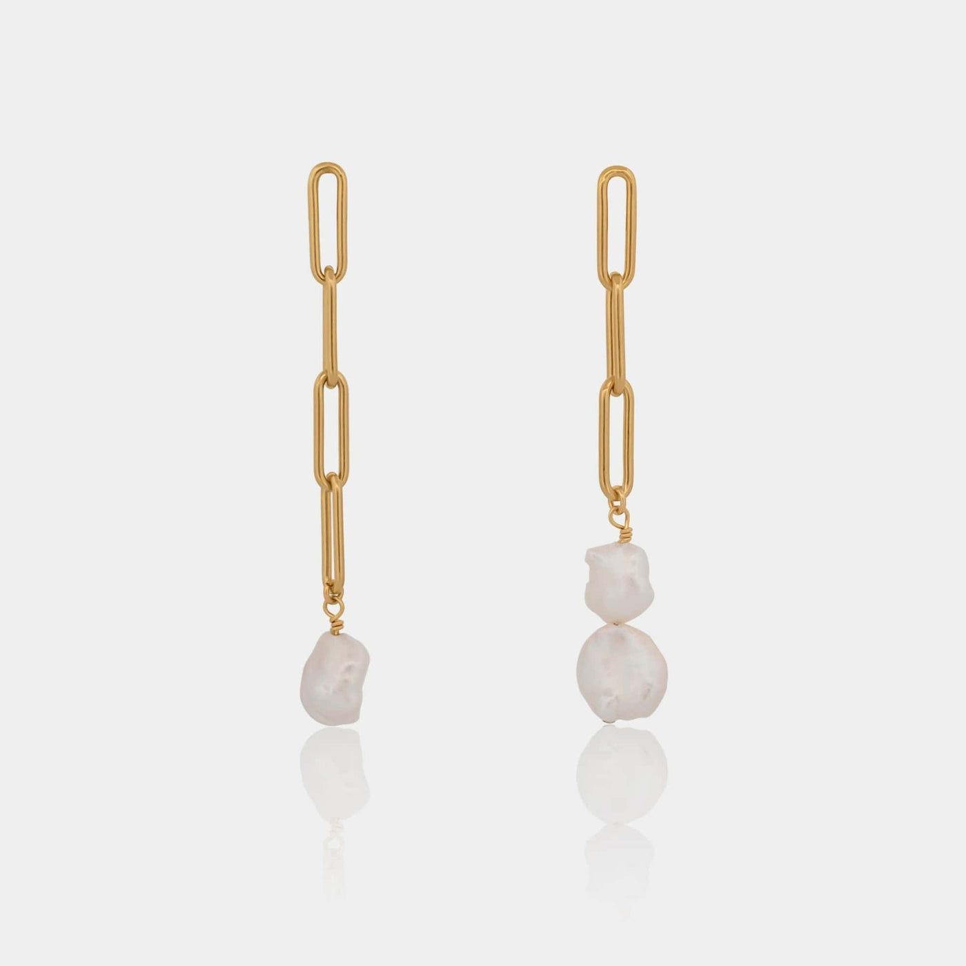 pearl paperclip drop earrings 