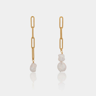 pearl paperclip drop earrings 