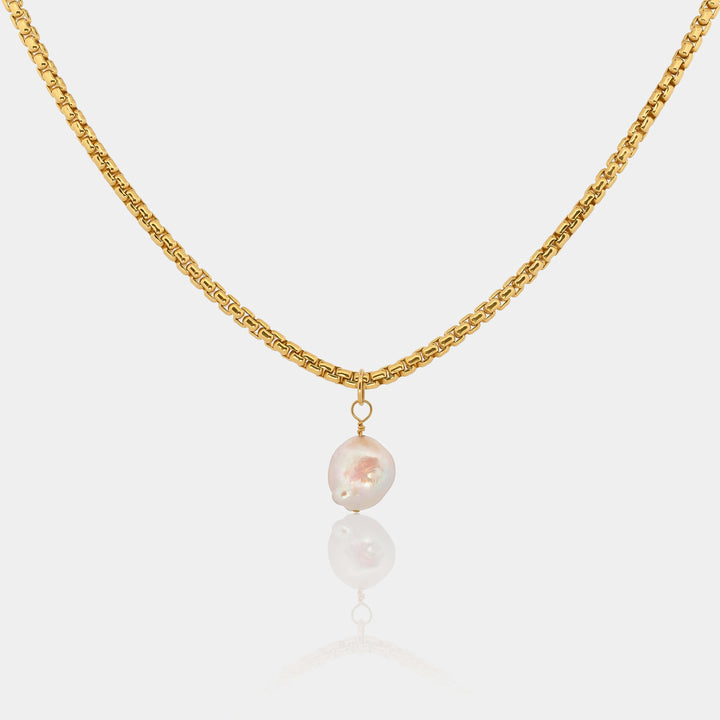 Audrey Baroque Freshwater Pearl Drop Pendant on 3.7mm 14k Gold-Filled Chain Necklace - LINK'D