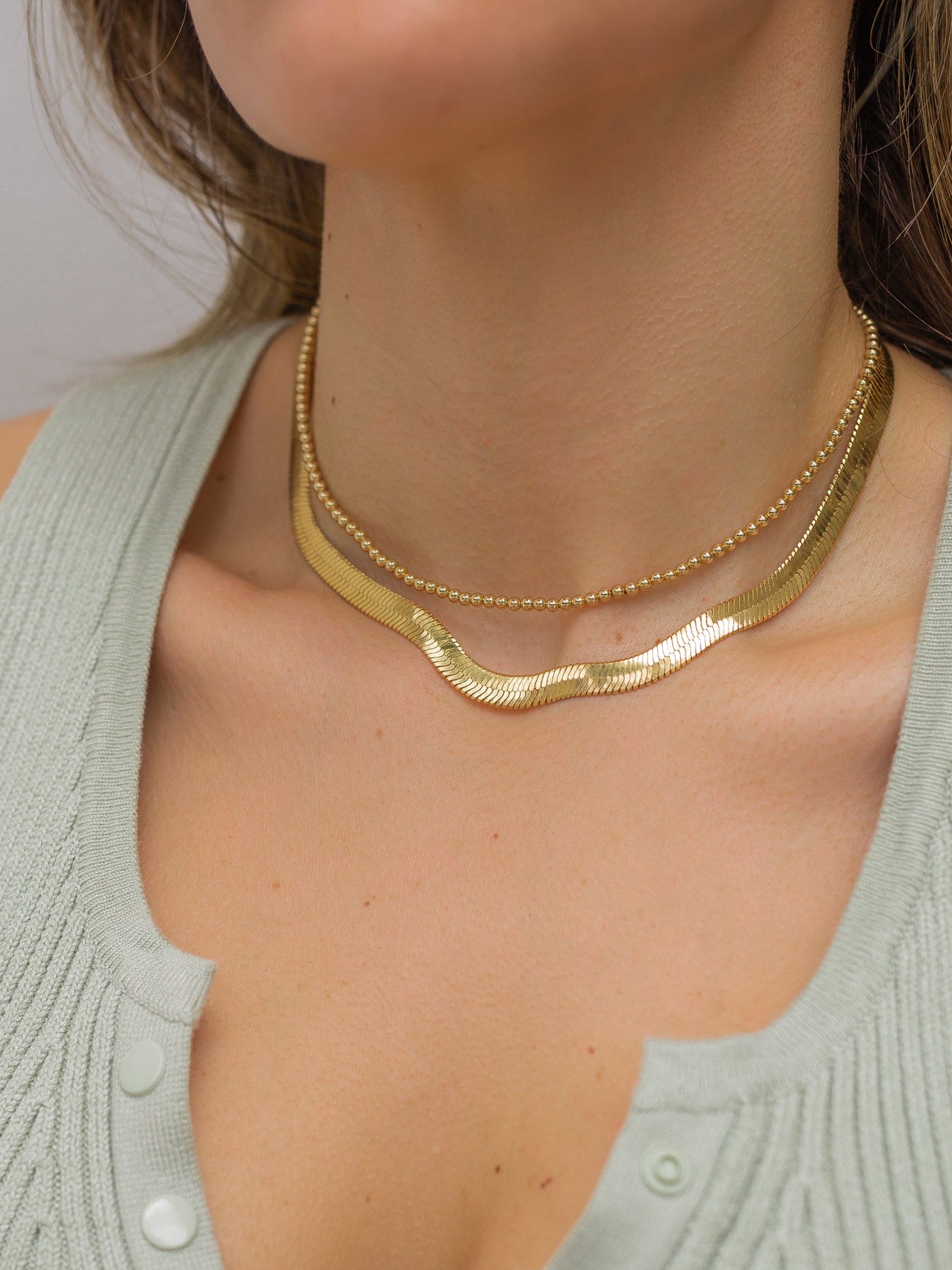 14K Gold Filled Necklaces Extra Chunky Herringbone Necklace LINK'D THE LABEL