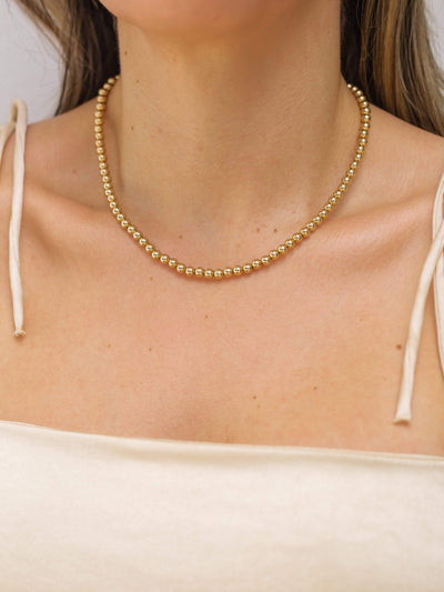 14K Gold Filled Necklaces Large Gold Beaded Necklace LINK'D THE LABEL