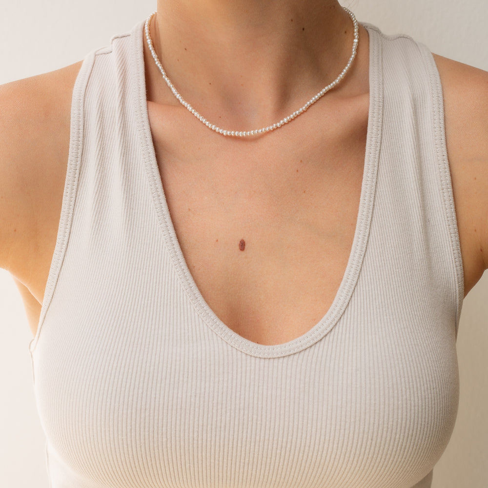 14K Gold Filled Necklaces Tiny Pearl Choker Necklace LINK'D THE LABEL