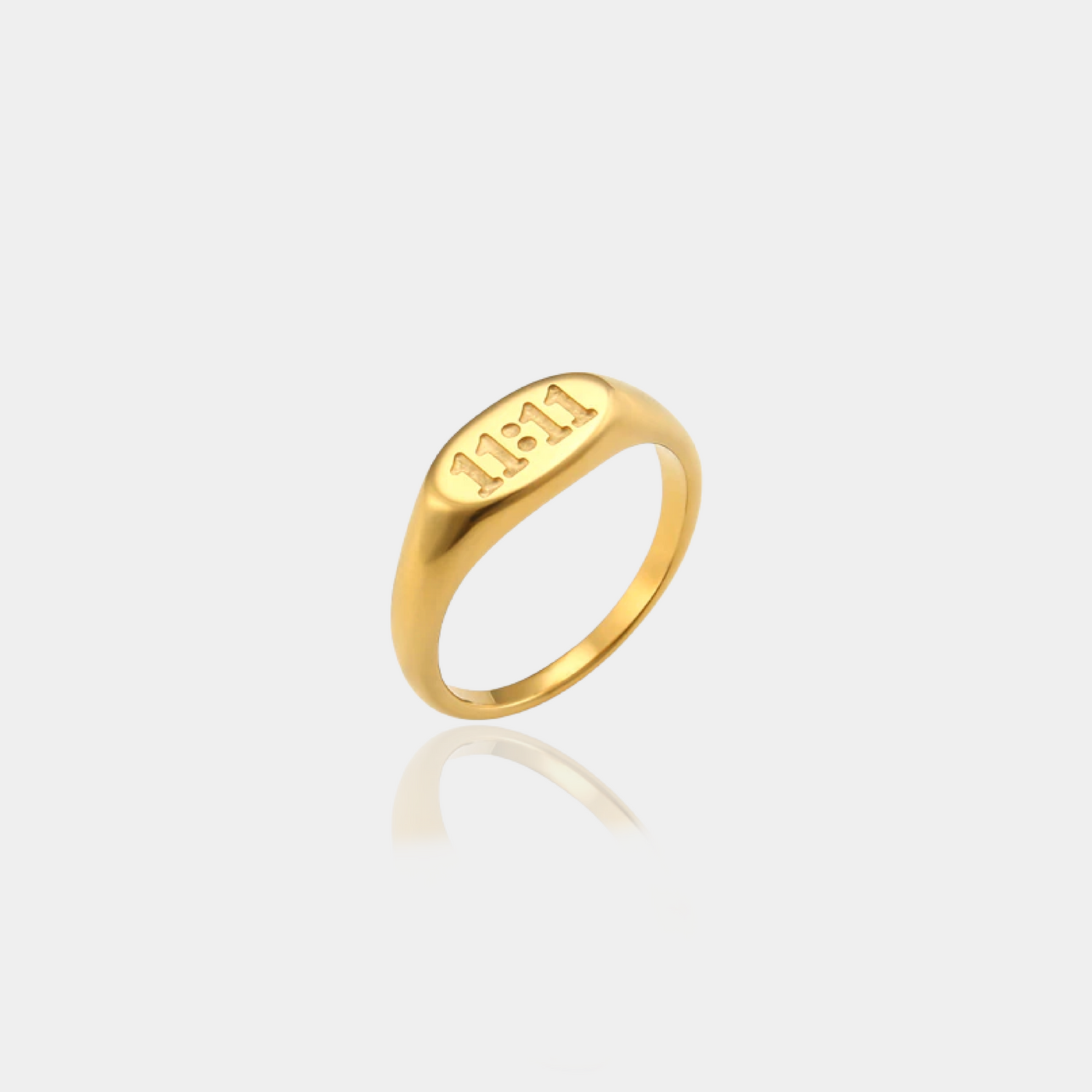 11:11  Gold Signet Ring in stainless steel