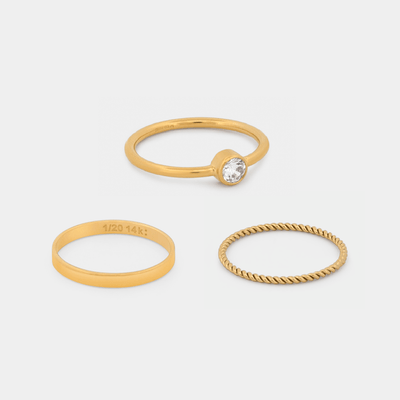 14k gold fill stacking rings, CZ ring, twist wire ring, flat stacking ring
