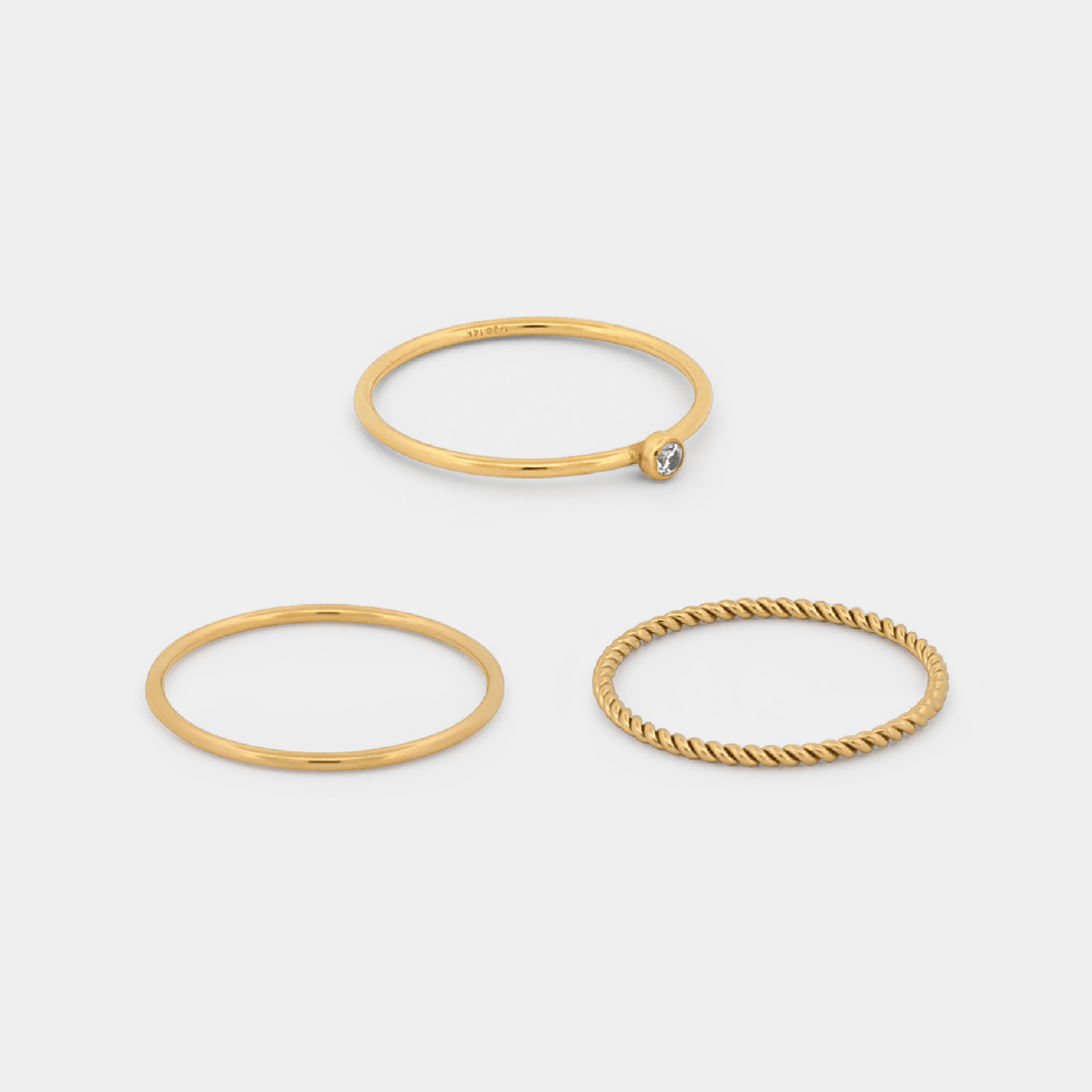 14K Gold Filled Rings Small CZ Ring Stack Set 