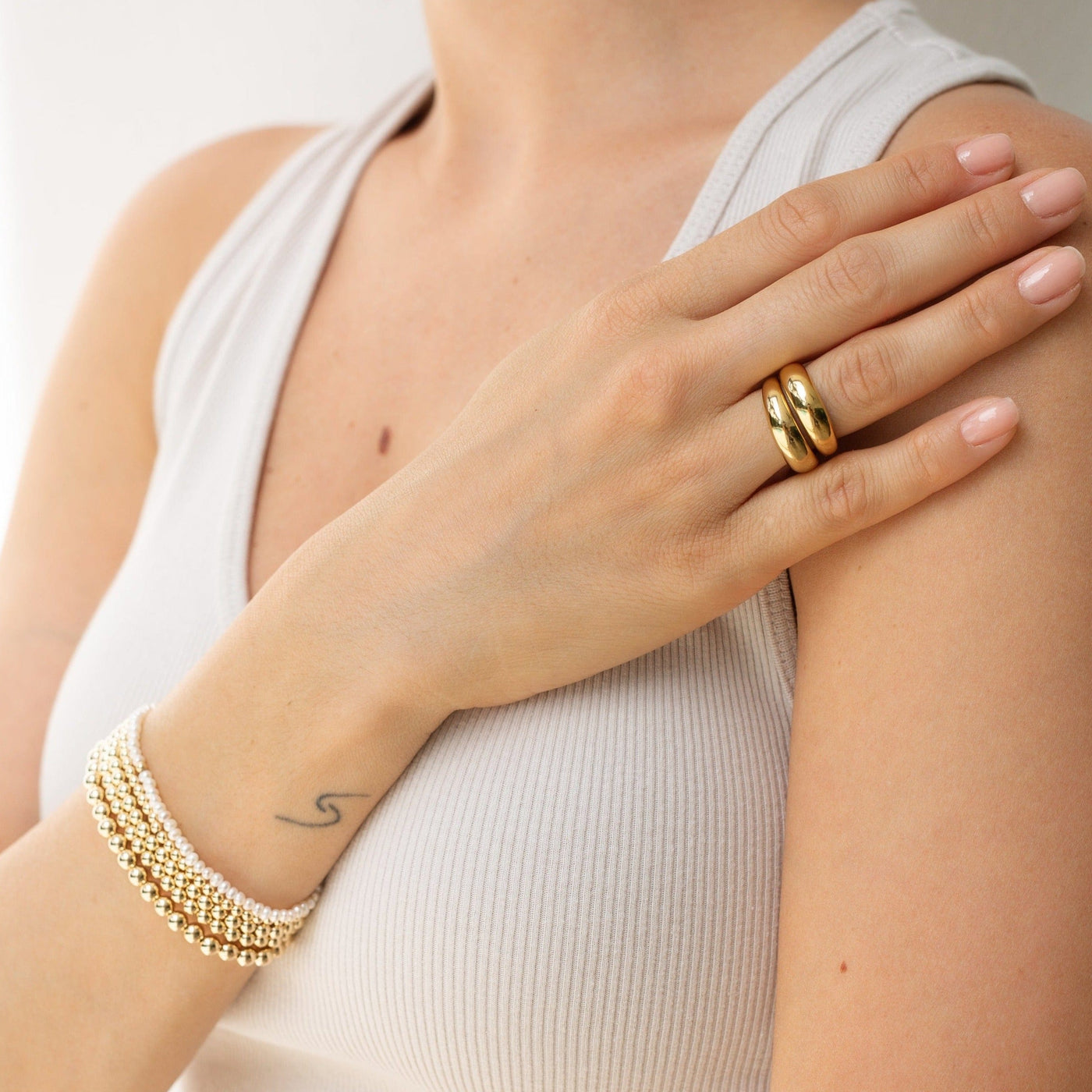 Stackable Double Dome Ring Gold Double Dome rings