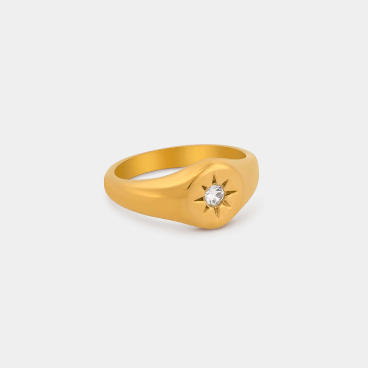 White CZ Oval Signet Ring 