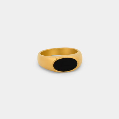 Black enamel oval Signet Ring LINK'D THE LABEL