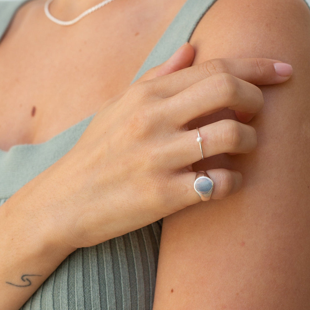Silver Oval Signet Ring
