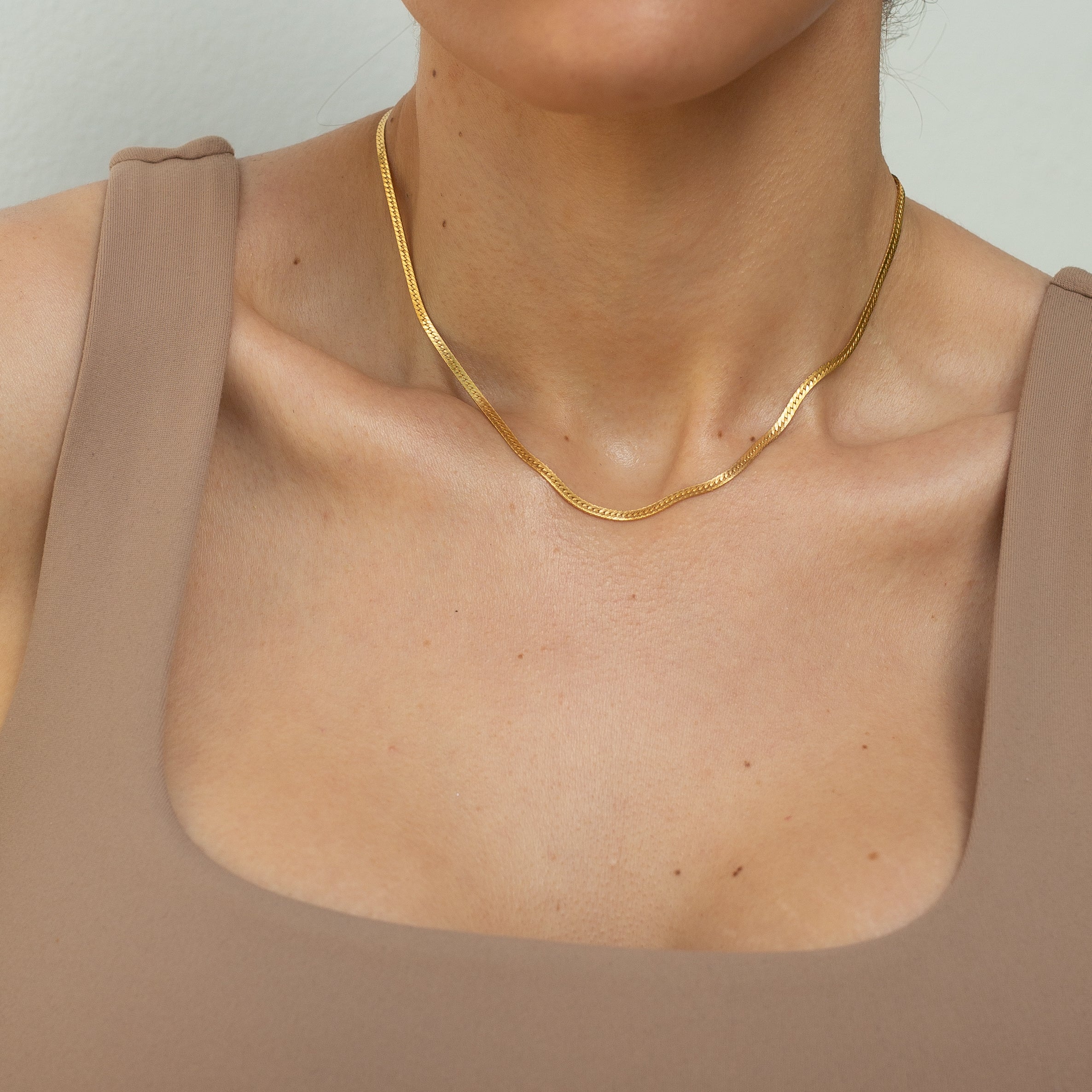 ★HARANG★ HR 344N_Herringbone Snake Chain Necklace (Thin) ☆HARANG☆ HR 344N_Herringbone Snake Chain Necklace (Thin