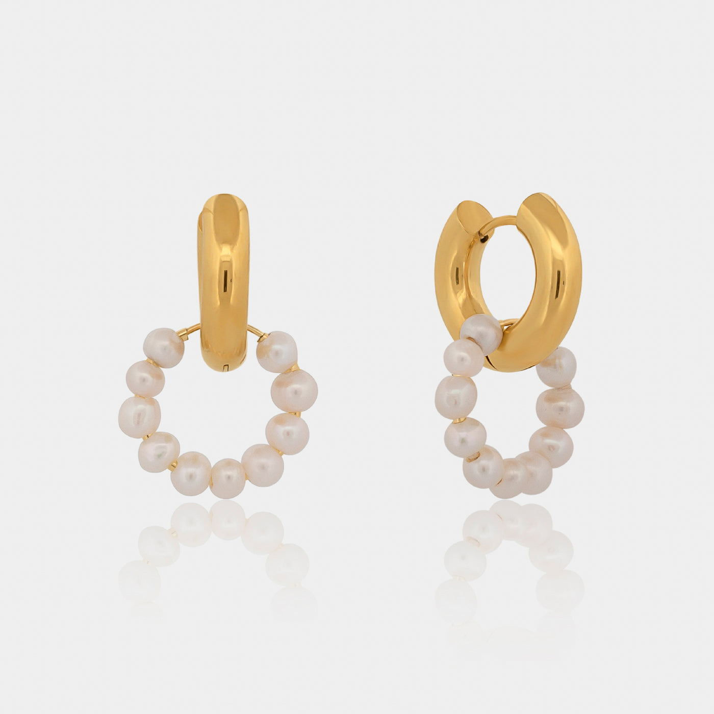 convertible gold and pearl hoops