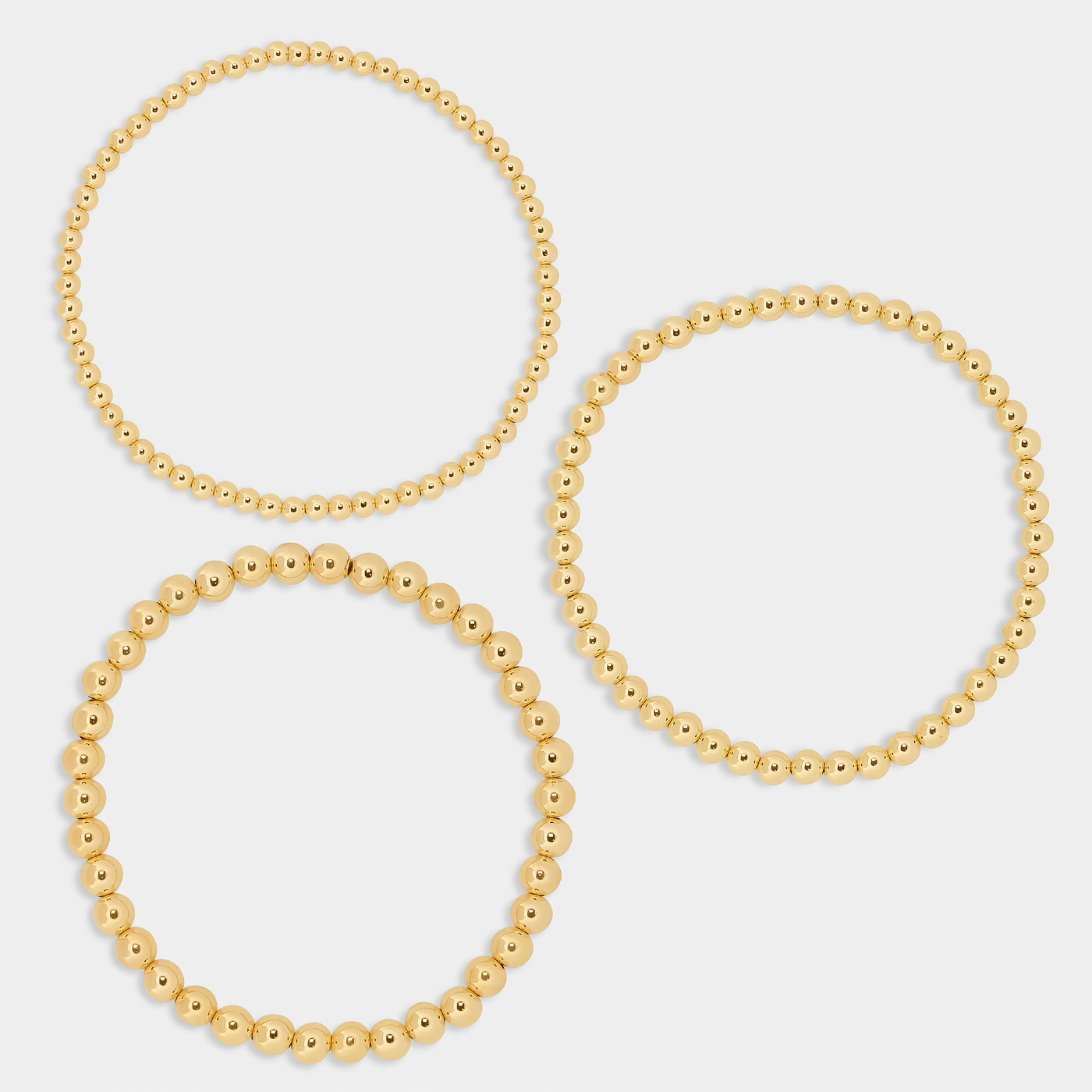 14k gold filled beaded bracelet stack set