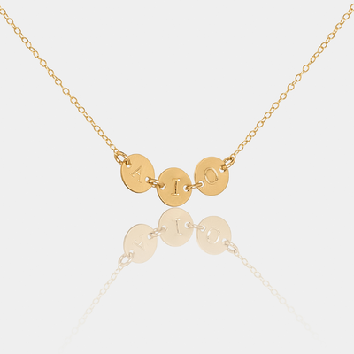 custom initial stamped disk necklace